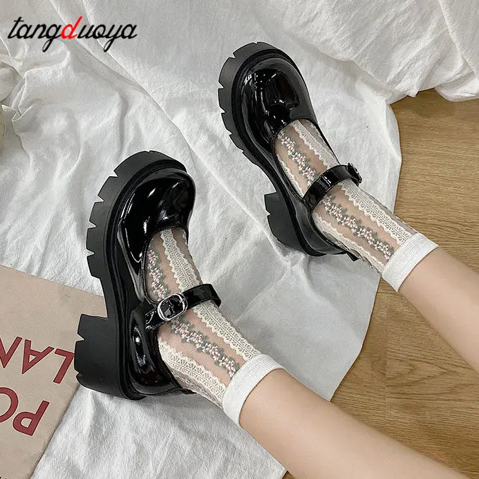 mary janes harajuku lolita shoes low heel women shoes models women\'s Japanese high heels platform shoes vintage shoes heels 43