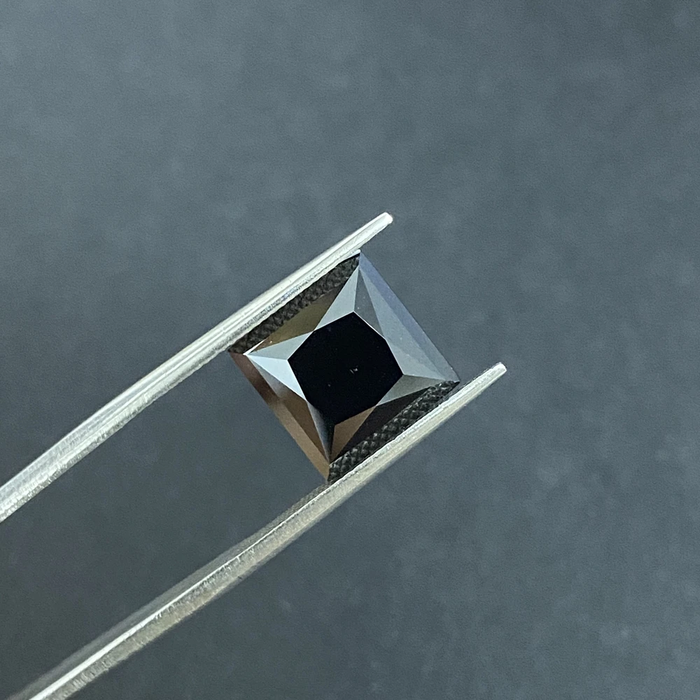 

VVS1 Square Black Moissanite Diamonds 6x6mm 8x8mm Synthetic Gemstones Excellent Polish