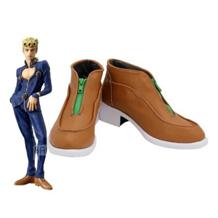 ジョジョの奇妙な冒険5 giorno giovannブラウンコスプレブーツ靴男性衣装カスタマイズアクセサリーハロウィーンパーティー靴