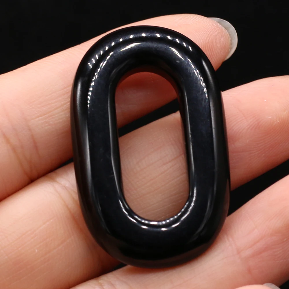 New Fashion Natural Stone Hollow Oval Pendant Dalmatian Jasper Charms for Jewelry Making DIY Crafts Earring Necklace 25x40mm