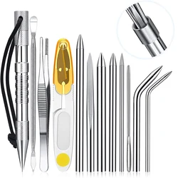Learther Tool Set Stainless Steel Paracord Lacin Needles and Smoothing Sewing Knotter Tool for Paracord Work Needlework