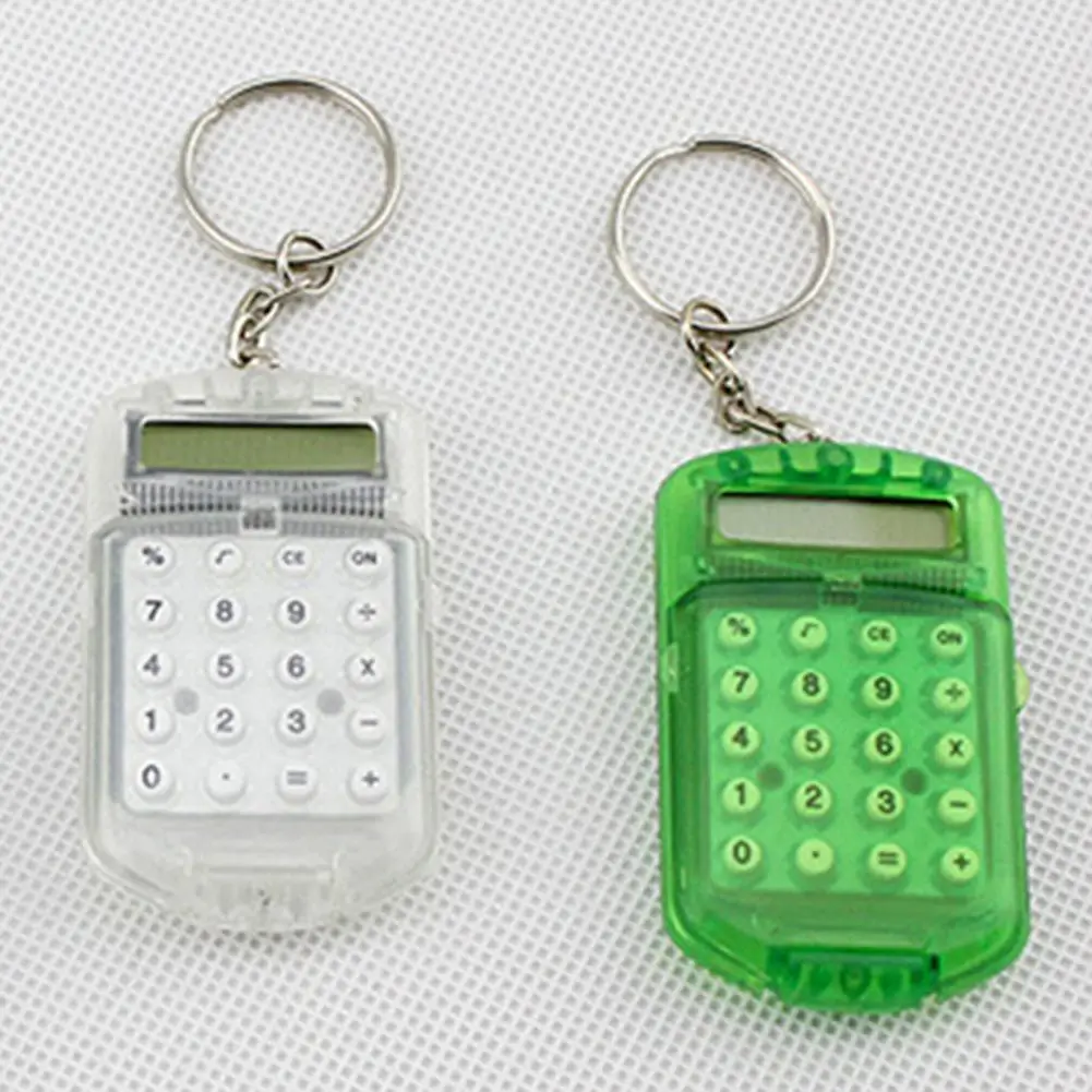 Calculator Creative Convenient Electronic Mini Calculator Bag Charm Keychain for School（Random Color）