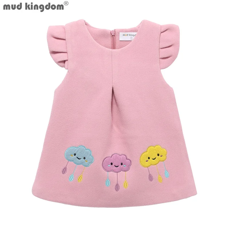 

Mudkingdom Faux Wool Girls Dress Ruffle Sleeve Colorful Rain Cute Dresses for Kids Clothes Midweight Girl Clothing Autumn Winter