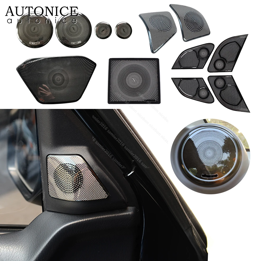 12pcs Steel Door Speaker Audio Ring Trim Fit for Mitsubishi Pajero V93/V97 2016 2017 2018 2019 2020 2021