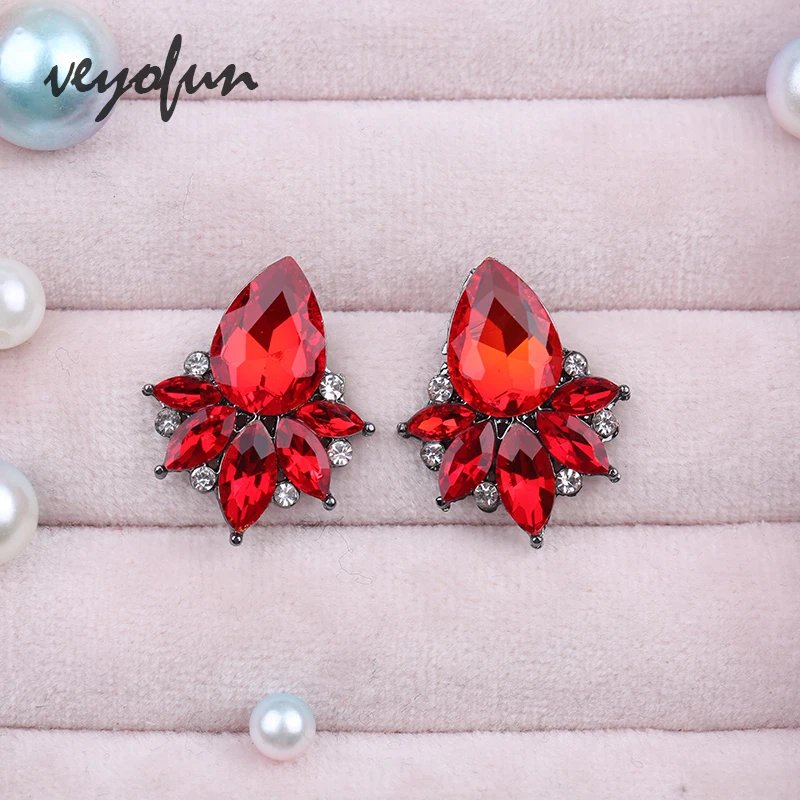 Veyofun Classic Cute Girl Crystal Party Stud Earrings for Women Fashion Jewelry Gift New Wholesale