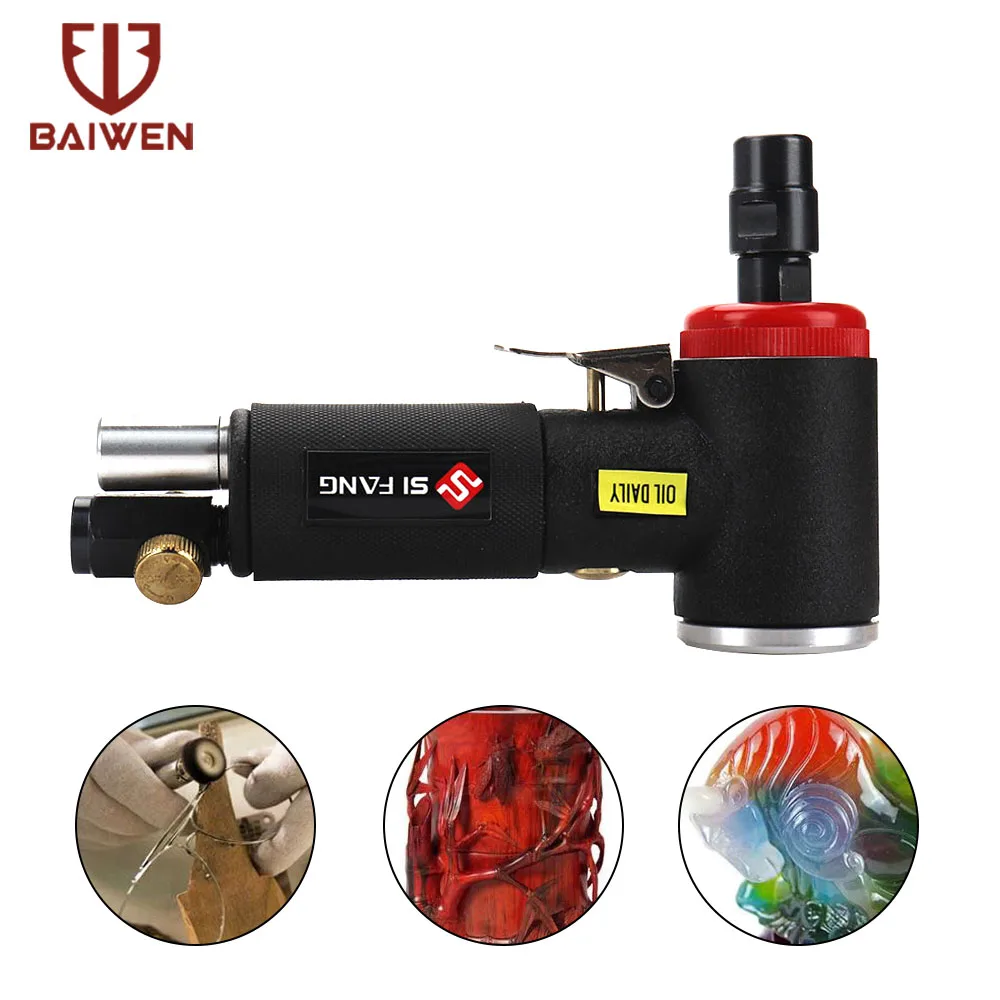 Mini Air Angle Die Grinder 1/4 & 1/8 inch Pneumatic Grinding Machine 90 Degree Polisher Mill Engraving Tool Grinding Kit Set