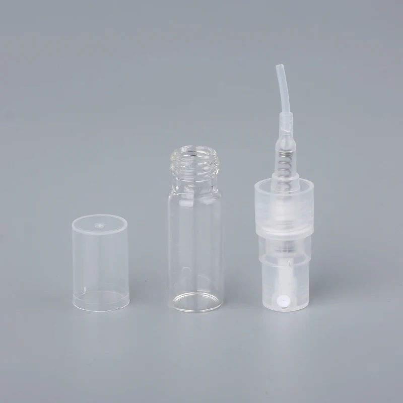 100 stück/Lot 1ml 2ml mini Parfüm Flasche glas Spray Nachfüllbar Leere Flaschen Kosmetische Container Tragbare Parfüm zerstäuber