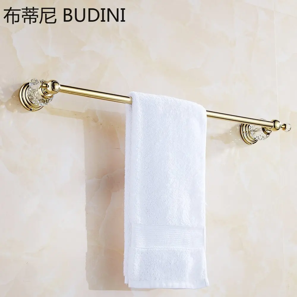 4 Pieces Chrome Gold Polished Bathroom Accessories Sets Brass&Crystal Towel Bar Wall Mounted Paper Holder Bathroom Hardware Set