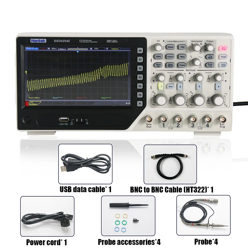 Hantek DSO4084C DSO4104C DSO4204C DSO4254C Digital Oscilloscope 4CH 80-250 MHz 1GSa/s +1CH Arbitary Function Waveform Generator