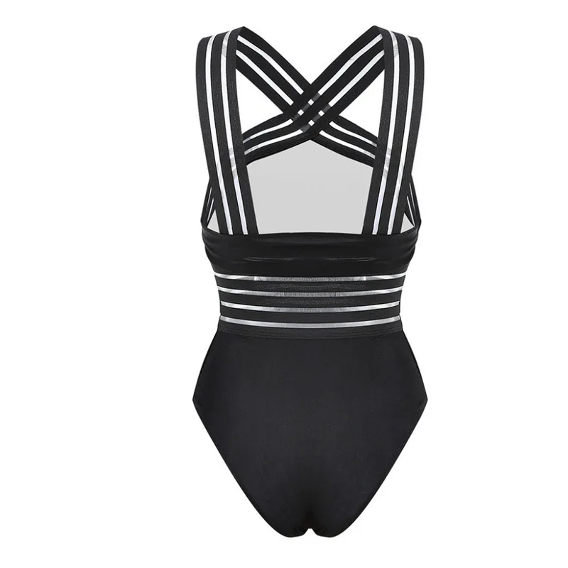 Bodysuit de biquíni bandagem listrada para mulheres, swimwear push up, maiô triângulo sexy para senhoras, maiô sem costas, 2021