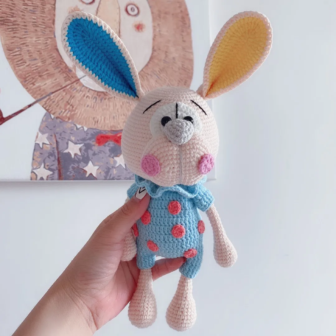 Handmade Crochet Cute Bunny Stuffed Toys Ornaments Cartoon Rabbit Girls Christmas Gifts High-quality Dolls For Children