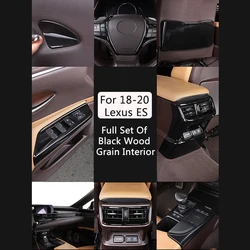 TAJIAN Black Wood Grain ABS Interior Mouldings Storage Box Decoration Cover Gear Panel Trim Frame For Lexus ES 200 260 300H18-23