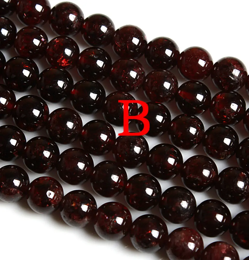 Natural Round AAA AA A B Garnet Gemstone Loose Beads 4 4.5 5.5 6 7 8mm  For Necklace Bracelet DIY Jewelry Making 15inch Strand