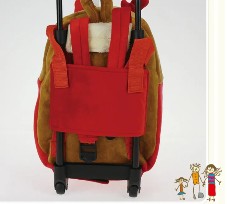 Kindergarten doll backpack rolling luggage bags double use 1-6 years old kids trolley suitcase Detachable trolley school bag