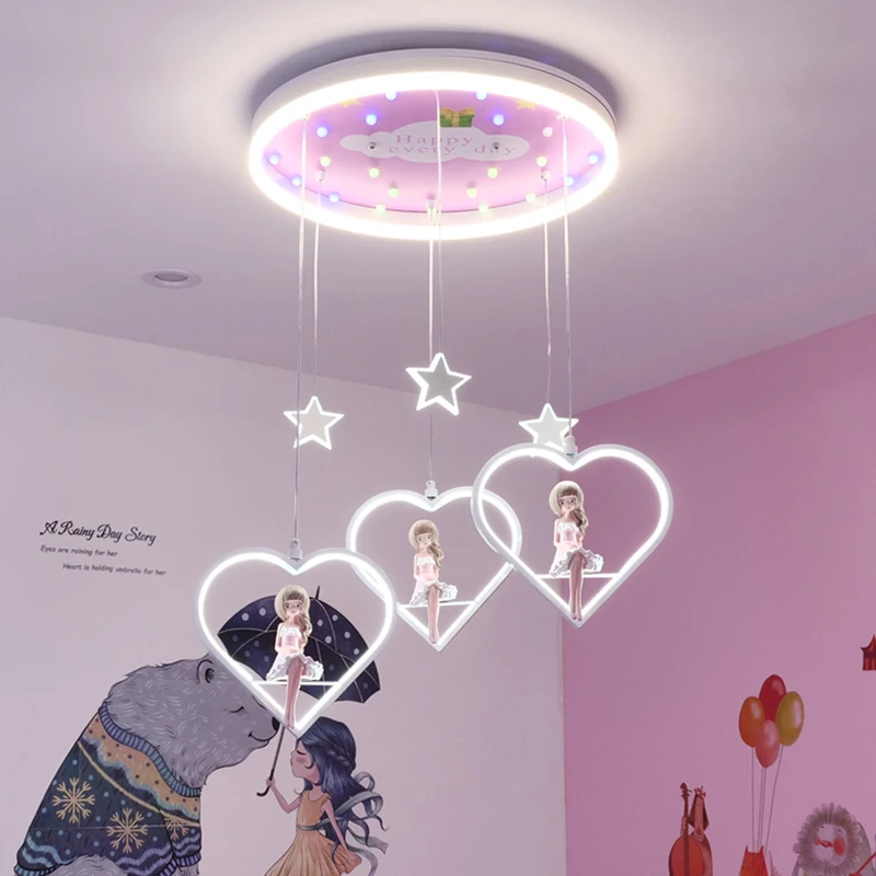 Children girl bedroom decor led lights for room indoor chandelier lighting chandeliers ceiling lamps for living room decoration