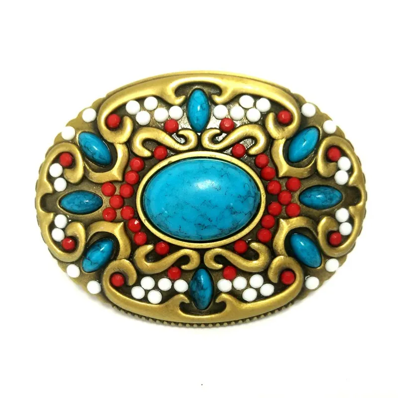 

Colourful Stones Vintage Turquoise Indian Art Metal Belt Buckle for Men Western Cowboy DIY Accessories Drop Shipping Welcome