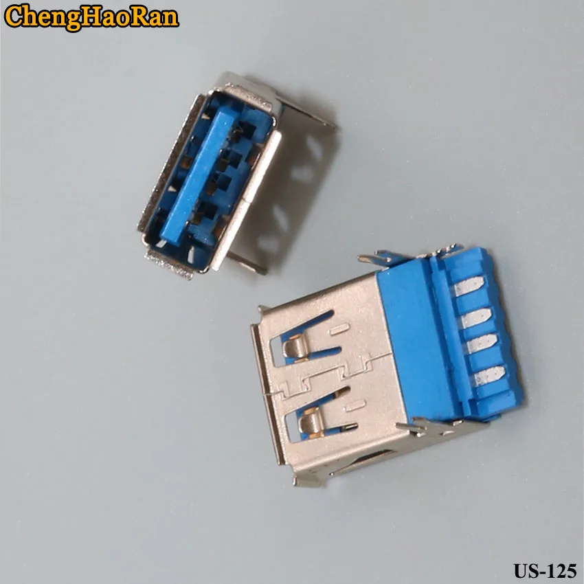 ChengHaoRan 2pcs/lot USB A female AF 3.0 wire blue plastic USB super high speed connector connector USB3.0 high speed female