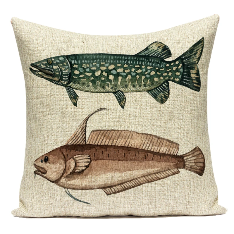 Cartoon Marine Life Cushion Cover Nordic Ocean Fish Conch Shell Pillow Case Home Hotel Decor Sofa Car Throw Pillow Cases