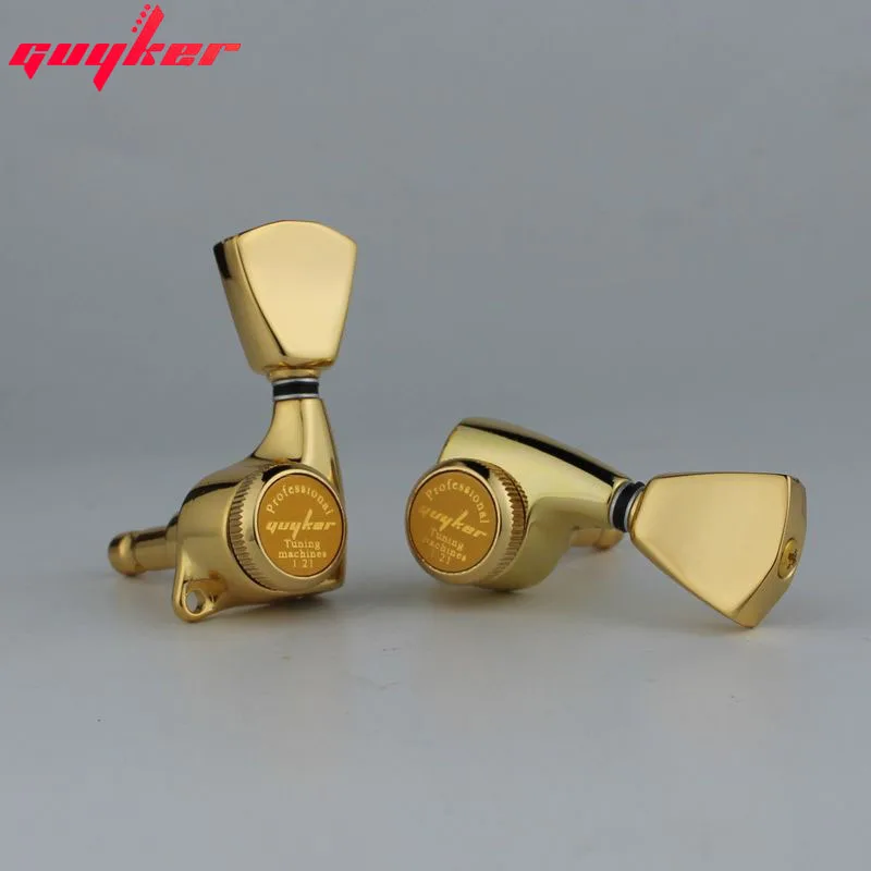 1 Set GUYKER Gold tuners Gear ratio 1:21 Lock String Tuners for LP SG Electric Guitars Machine Heads Tuners Trapezium Button