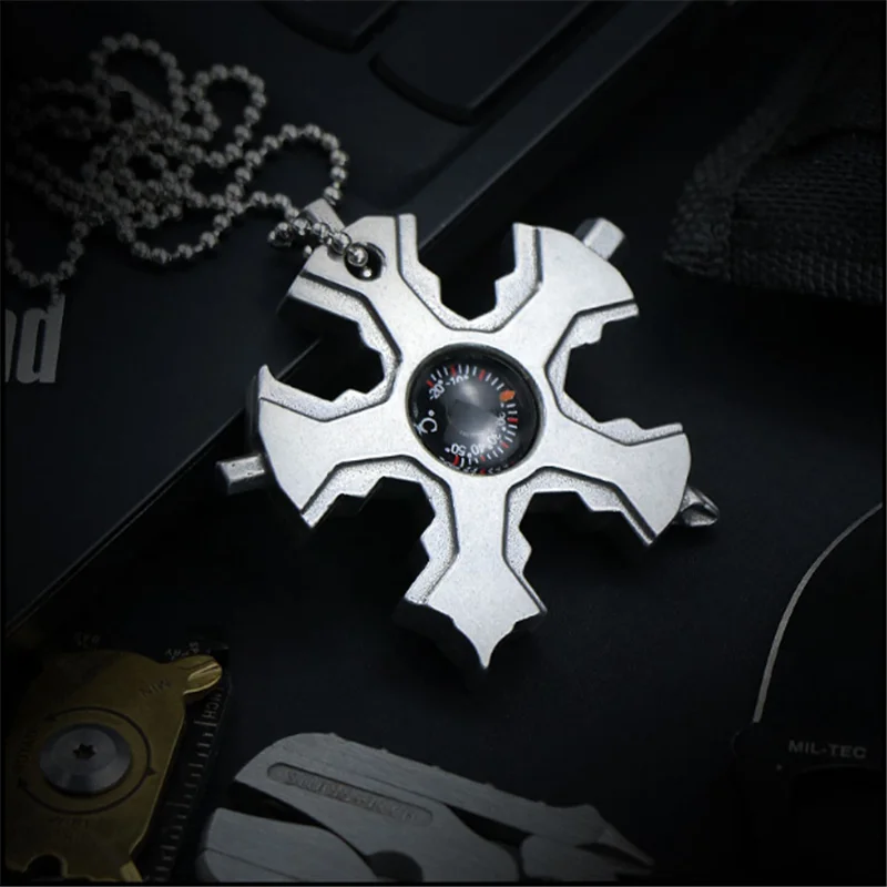 Snowflake Outdoor Edc Multifunction Tool Riding Emergency Equipment Camping Multipurpose Wrench Screwdriver Bottle Opener