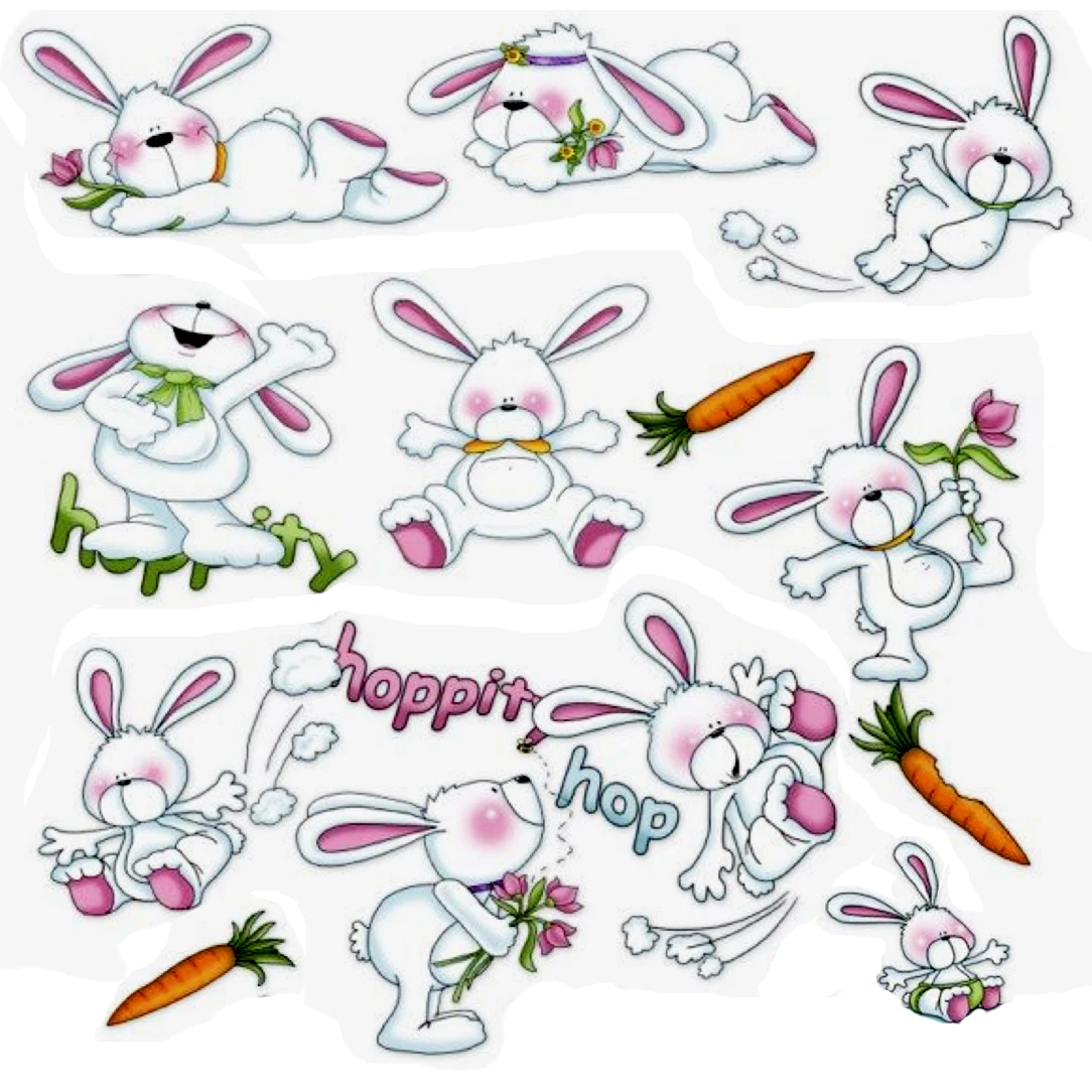 Transparent Silicone Rubber Stamp and Metal Die Sheet Cling, A Group of Rabbits, DIY Scrapbooking, Cute Pattern, Photo Album