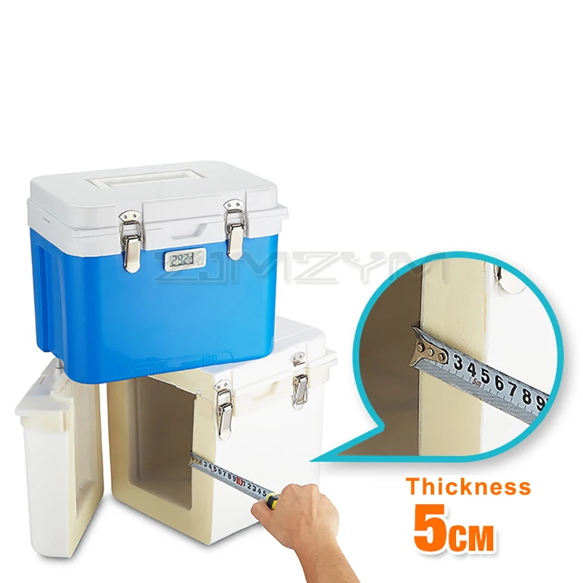 7L Kulkas Mobil dengan Termometer Portabel Kotak Pendingin Penyimpanan Insulin Kotak Es Obat Kulkas Perjalanan Luar Ruangan