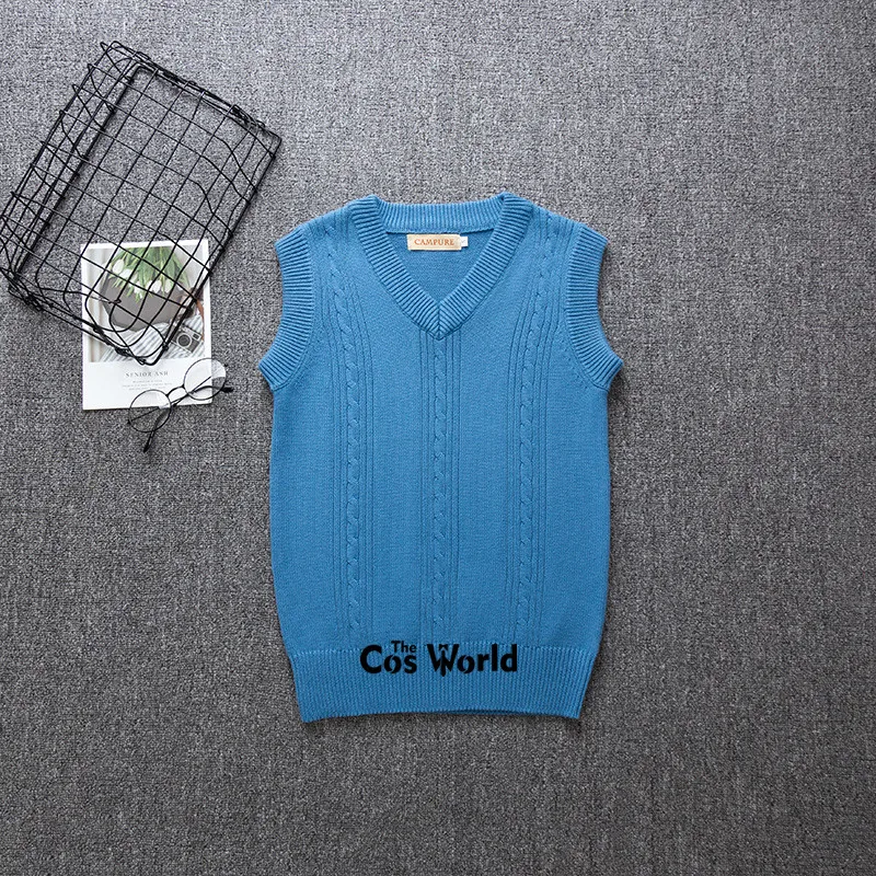 4 Colors S-XXL Spring Autumn Sleeveless Knit Vests Pullovers V Neck Sweaters For JK School Uniform Student Clothes