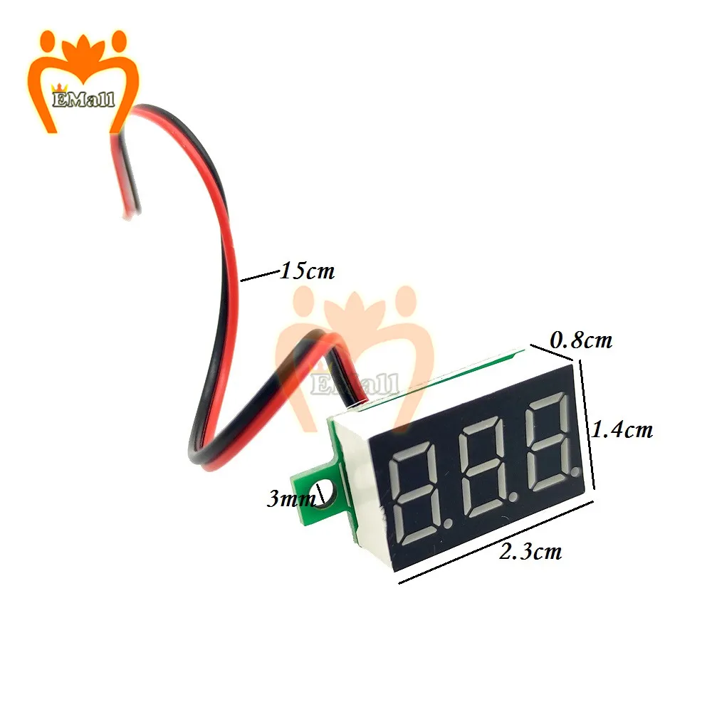 0.36 인치 0.36 "디지털 전압계 빨간색 녹색 파란색 DC 0V-100V 200V 3 라인 가변 전압 패널 미터 DC30V