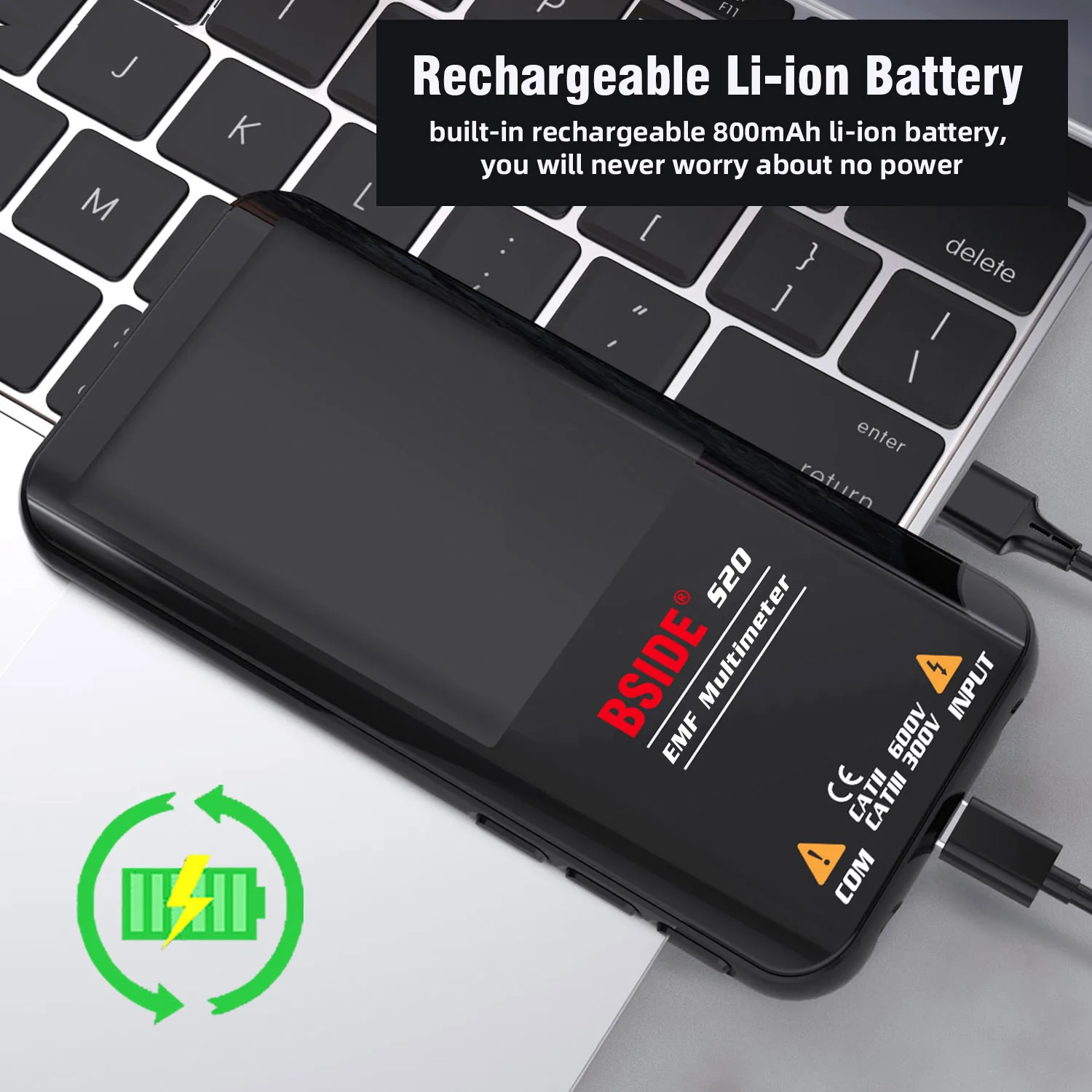 BSIDE Digital Multimeter EMF Detector Capacitance DiodeTester Automatic Range Voltmeter Color Display 9999 Counts Can be Charged