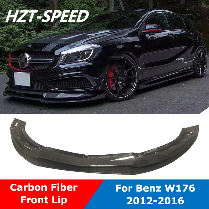 V Style Double-deck Carbon Fiber Front Bumper Lip Trim For Mercedes-Benz W176 A Class W176 A250 260 A45 Sport Model 2012-2016