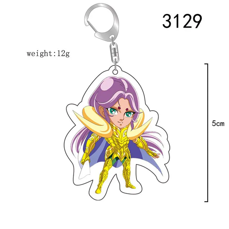 Fashion Cartoon Anime 12 Saint Seiya Keychain Acrylic Double Sided Transparent key Chain Ring Accessories Jewelry For Fans Gifts