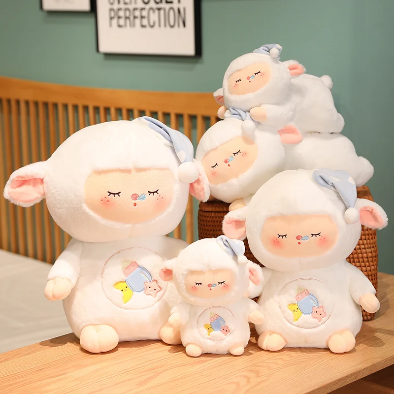 Kawaii Sheep Plush Toys Stuffed Animals Doll Lamb Sleepy Pillow  Baby Kids Children Boys Girls Adults Birthday Gifts Room Decor