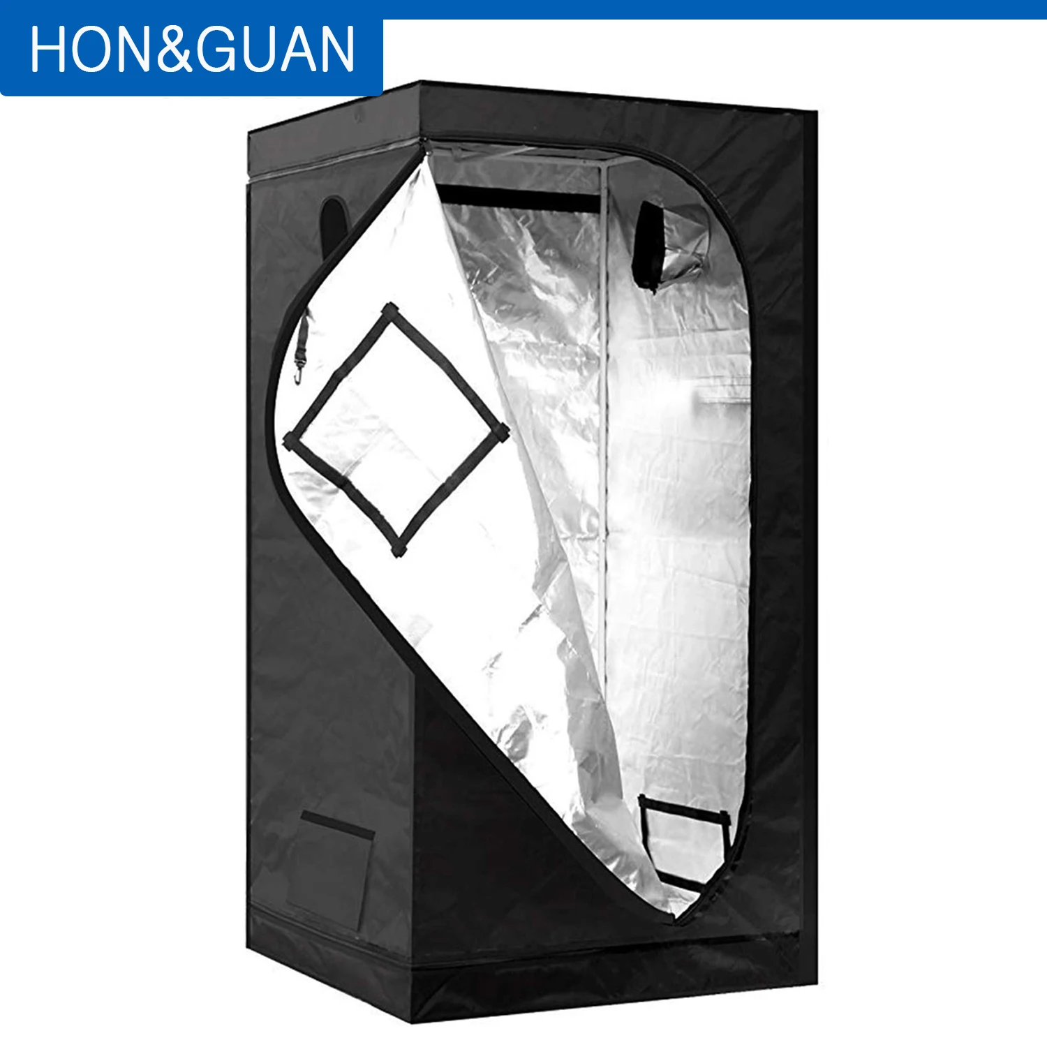 Hon&Guan 120*120*200cm Waterproof Growing Tent Reflective Silver Mylar Hydroponic Plant Grow Tent for Indoor Gardening System