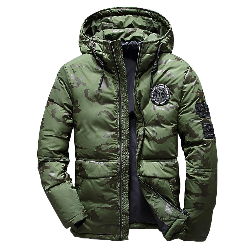 Men\'s Brand Down Jacket Fashion Personality Zipper Pocket 2021 Autumn Winter New Youth Clothing Thick Warm Hooded Down Jacket