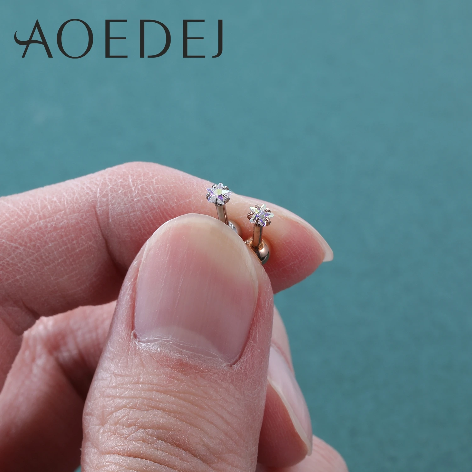 AOEDEJ 1PC 16G 20G Kolczyki sztyfty ze stali nierdzewnej dla kobiet Dziewczyna CZ Kryształowy okrągły kolczyk Piercing Tragus Helix pozłacany różem — zdjęcie 5