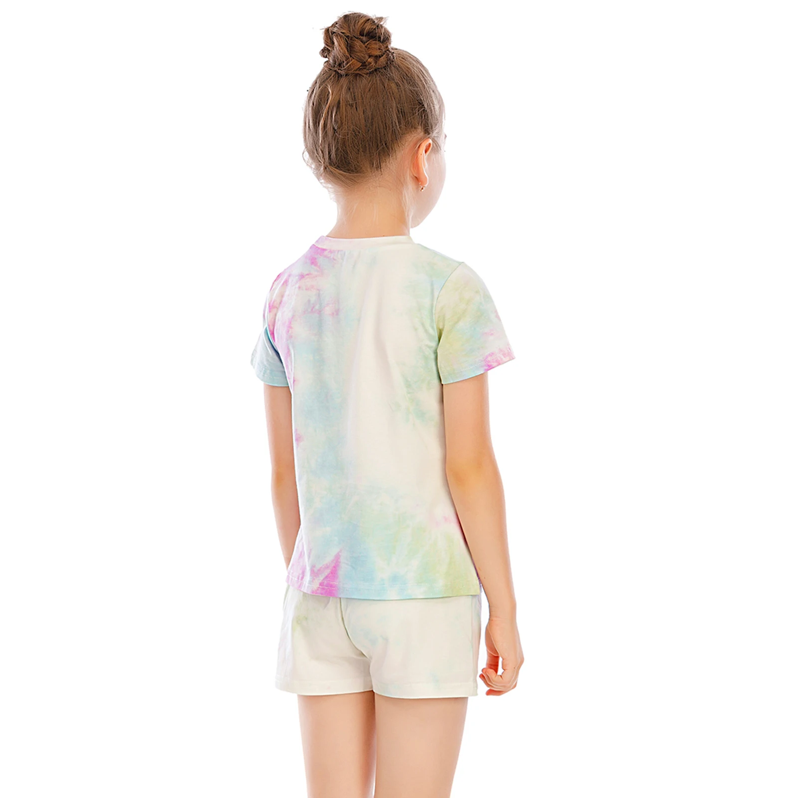 Girls Sets Clothing Outfit Kids Fashion Sport Wear Breathable Homewear Tie Dye Short Sleeves Top + Shorts Gym Running Wear