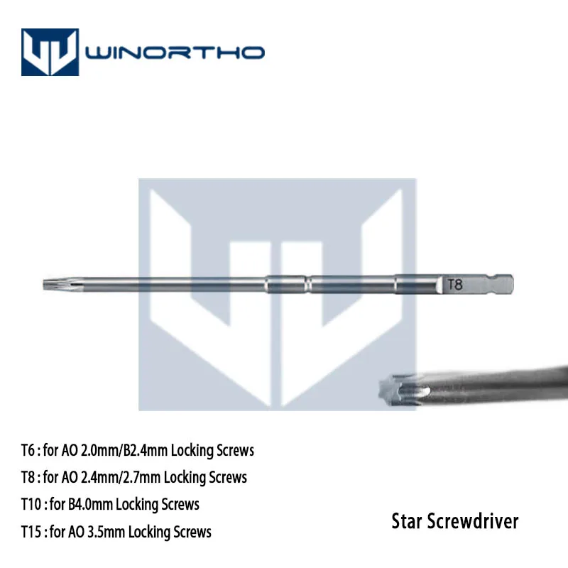Hex Screw Driver shaft AO QCK Connect surgical equipment Veterinary orthopedics Instruments T6/T8 Star screwdrivers hexagonal