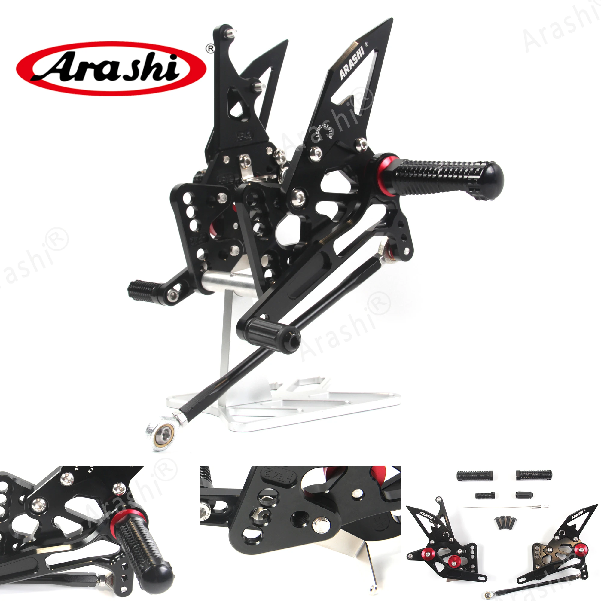 ARASHI GSXR1000 2005 2006 CNC Adjustable Rearset Motorcycle Footrests Foot Pegs Footrest For SUZUKI GSX-R GSXR 1000 GSX1000R