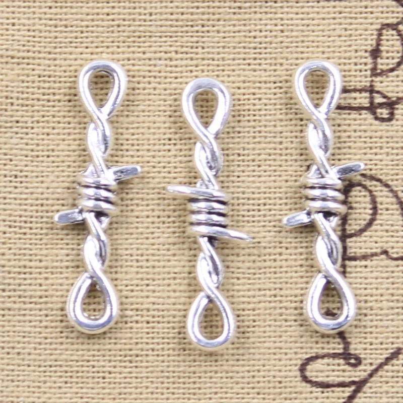 Conector de latón de eslabones de espinas de 20 piezas, colgantes de Color plateado antiguo de 33x10mm, joyería tibetana hecha a mano