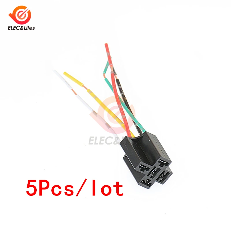 5Pcs/lot Automotive Relay Socket Car Relay Connector Relay Socket Plug For 12V 24V 4Pin 5Pin Auto Relay