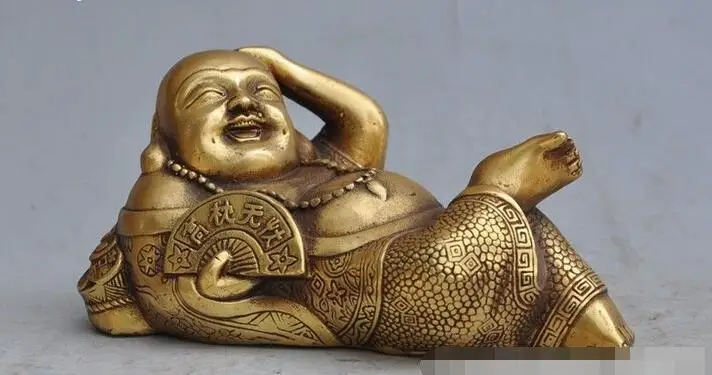 

chinese Buddhism temple brass happy wealth Maitreya Buddha laugh lucky statue