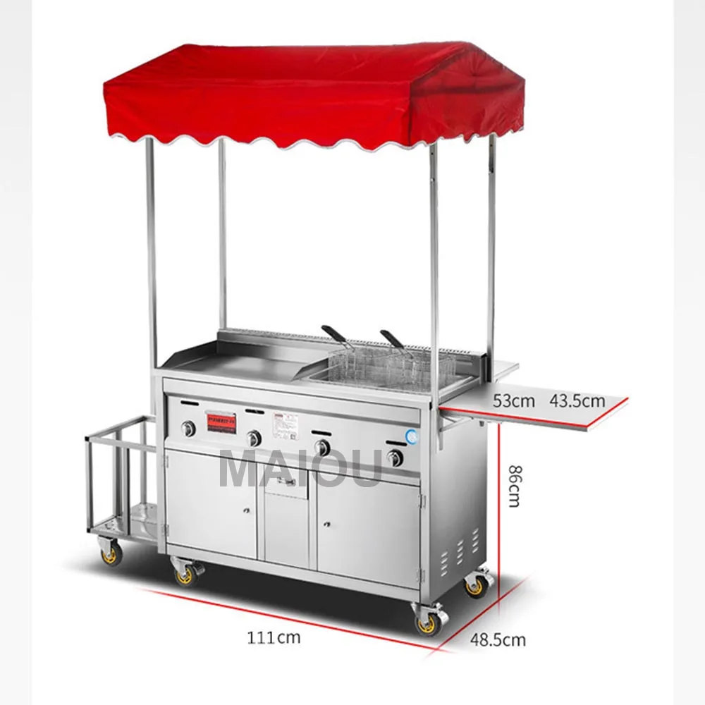 Teppanyaki Commercial Barbecue Night Market Stalls Fried Skewers Boiled Skewers Multigrain Pancake Pan Fried Griddle Snack Cart