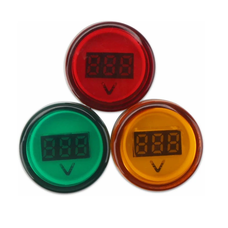 Mini Digital Voltmeter 22mm Round AC 12-500V Volt Voltage Tester Meter Monitor Power LED Indicator Pilot Lamp Light Display