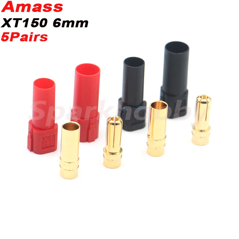 10PCS/5Pairs Amass XT150 Connector Plug Male Female 120A Large Current With 6MM Gold plated Banana Plug for RC Aircraft Car Dron