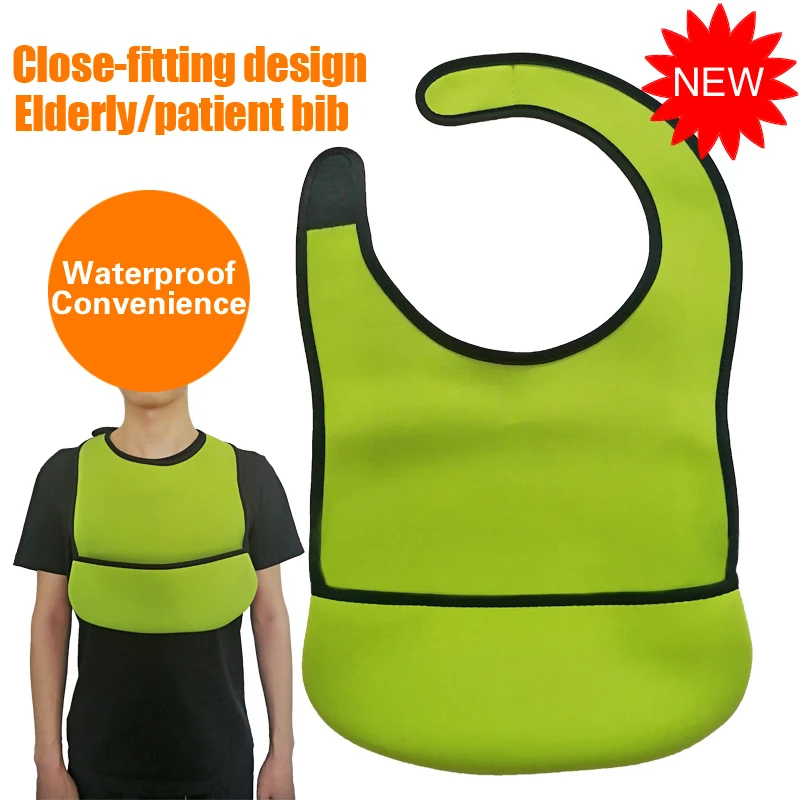 Adult Elderly Mealtime Bib Patient Care Supplies Apron Diving Fabric Waterproof Anti-oil Reusable Alzheimer\'s Patient Dining Aid