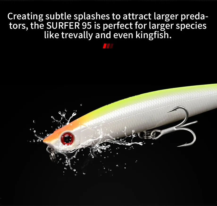 BLUX SURFER 95 Topwater Popper Bleistift 95 mm Oberflächenwalker Angelköder Walk The Dog Künstlicher Salzwasserbarsch Hartköder Tackle – Detail 5