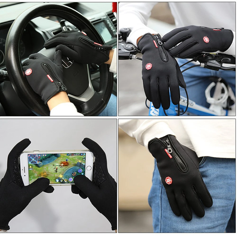 Winter Warm Man Touchscreen Gloves Ski Outdoor Hiking Water-Repellent Non-Slip Fishing Gloves Women Windproof Sport Riding Glove