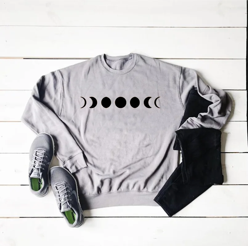 

Women's Hoodies Tops Moon Phase Sweatshirt Women Tumblr Crewneck Sweatshirts Clothing 90s Grunge