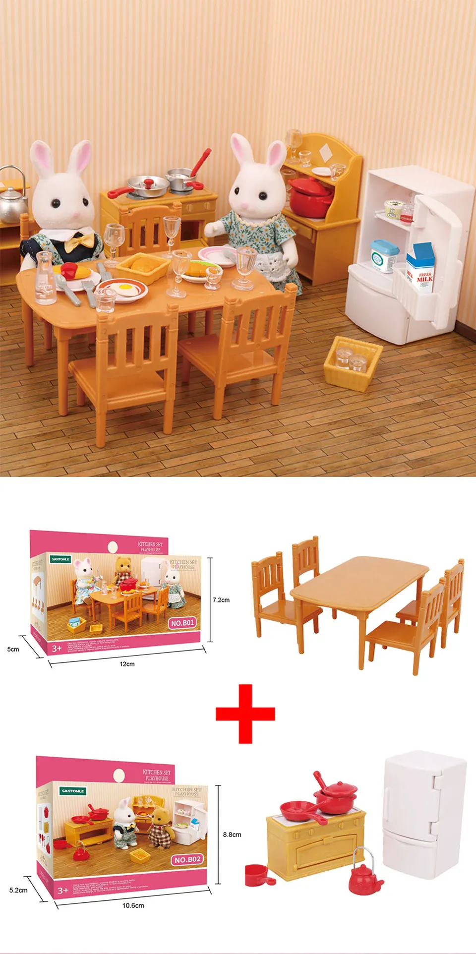 Set Mobili In Miniatura Per Casa Delle Bambole – 11 Pezzi Da Assemblaggio Con Cucina, Tavolo, Sedie, Frigorifero – Giocattolo Creativo Per Bambini 3+ Anni