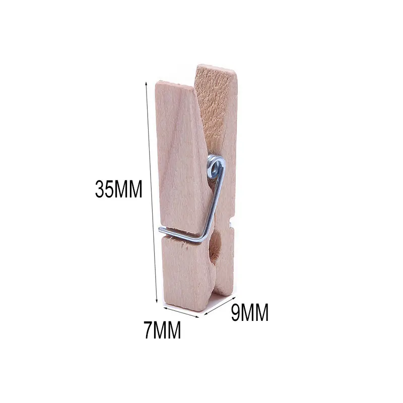 50Pcs/set 35MM Mini Colorful Wooden Clip Photo Clamp DIY Craft Decoration Office Postcard Memo Paper Clips With 10M String Rope